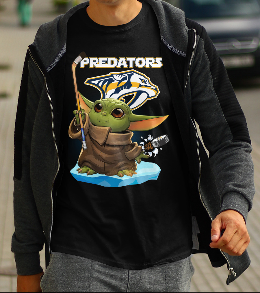 Nashville Predators Baby Yoda NHL Hockey Puck T-Shirt
