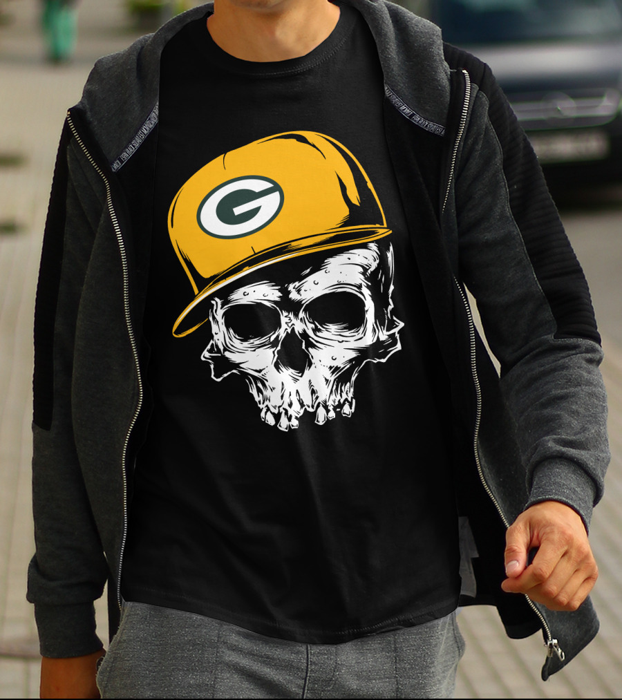 Green Bay Packers Skull With Iconic Cap T-Shirt