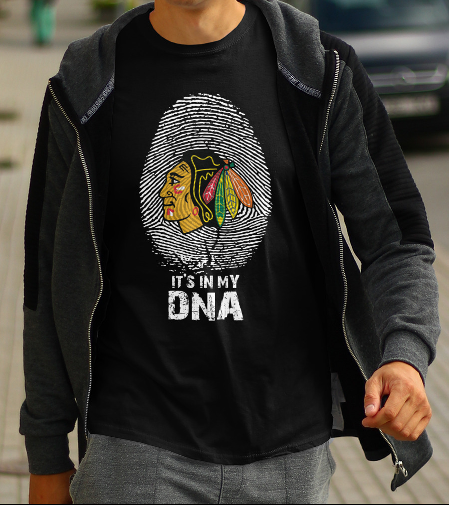 Chicago Blackhawks Indian Head It's In My Dna Fingerprint T-Shirt