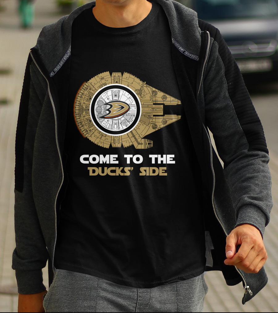 Anaheim Ducks Come To The Ducks' Side Millennium Falcon T-Shirt