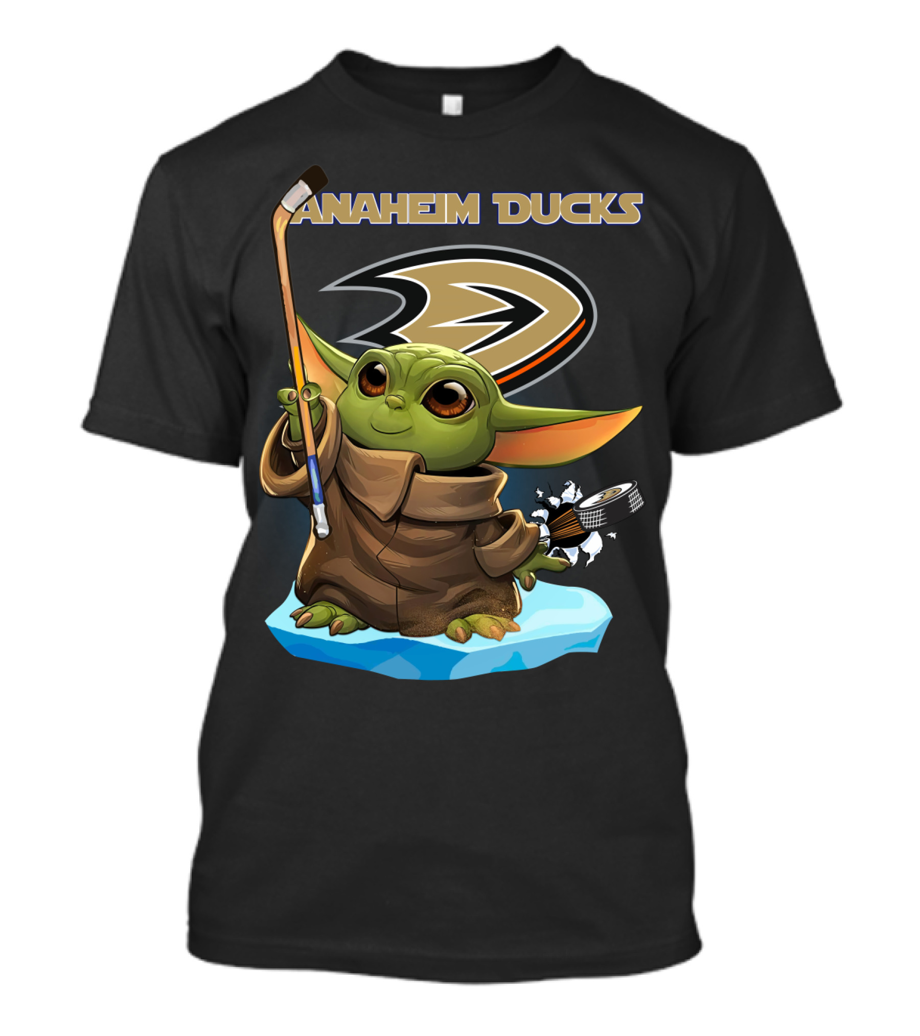 Baby Yoda Anaheim Ducks NHL Hockey Team Cute Character Fan T-Shirt