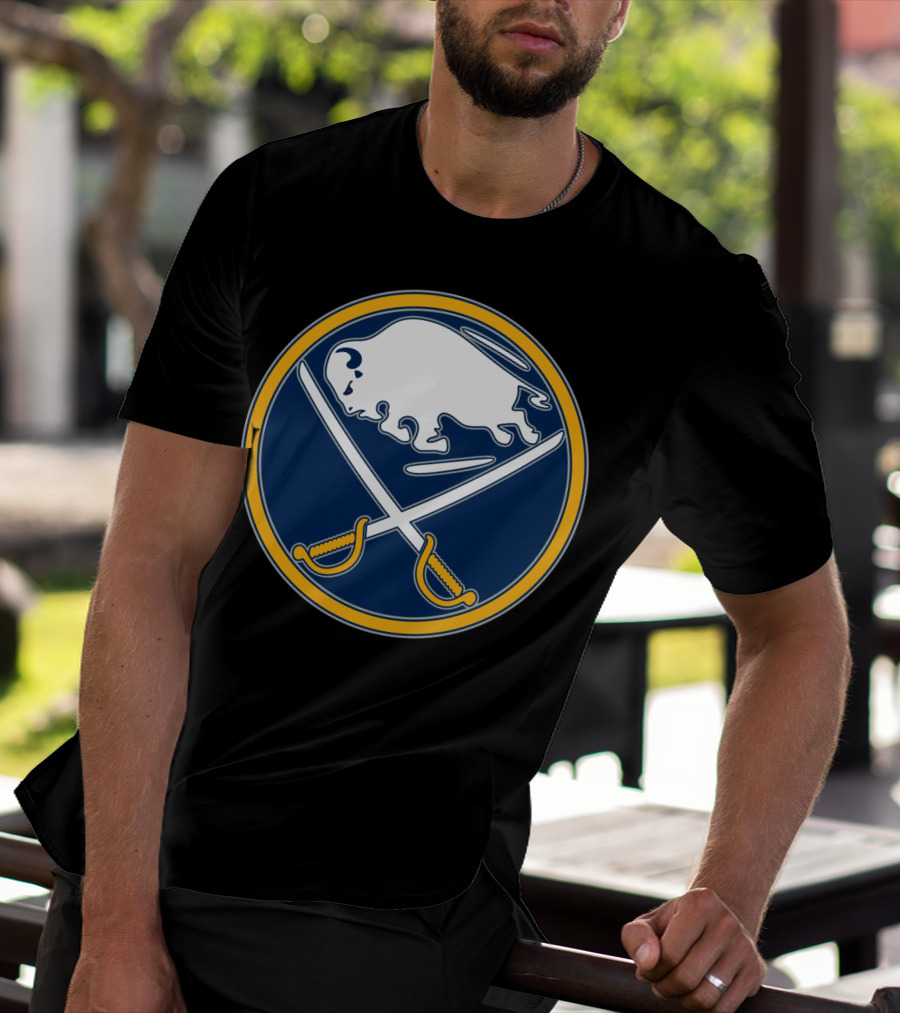 Buffalo Sabres Nhl Team Logo White Buffalo And Crossed Sabres T-Shirt