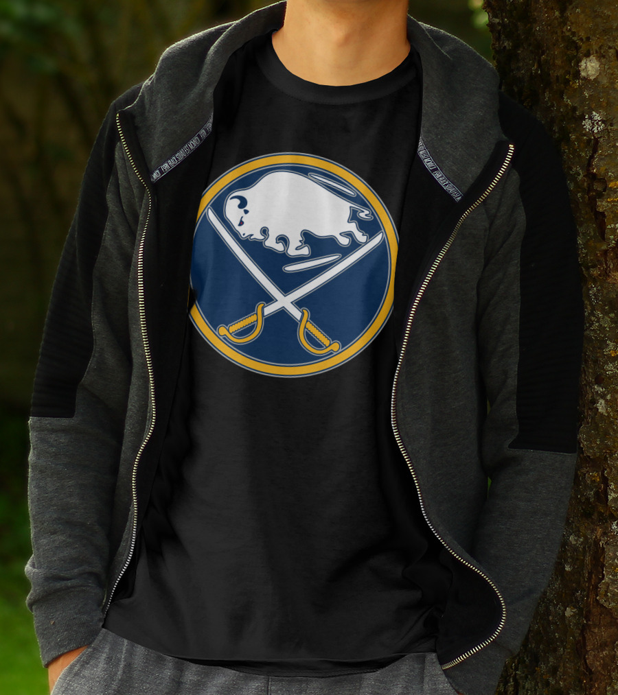 Buffalo Sabres Nhl Team Logo White Buffalo And Crossed Sabres T-Shirt
