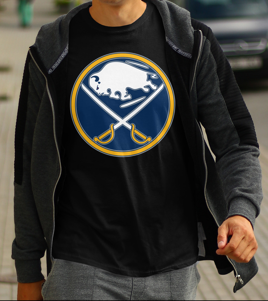 Buffalo Sabres Nhl Team Logo White Buffalo And Crossed Sabres T-Shirt