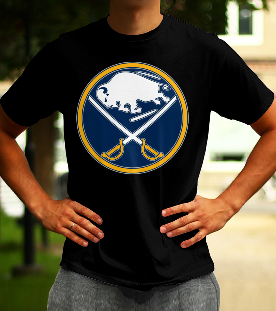 Buffalo Sabres Nhl Team Logo White Buffalo And Crossed Sabres T-Shirt