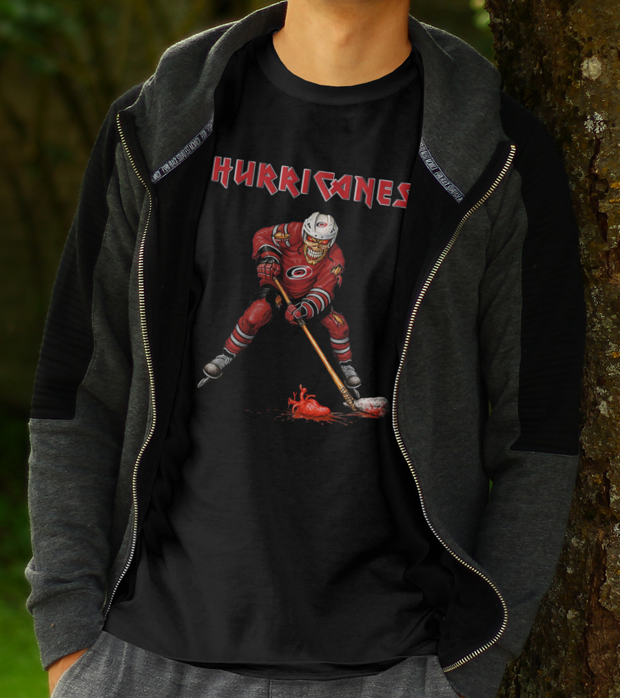 Hurricanes Hockey Skeleton Carolina Ice Horror T-Shirt