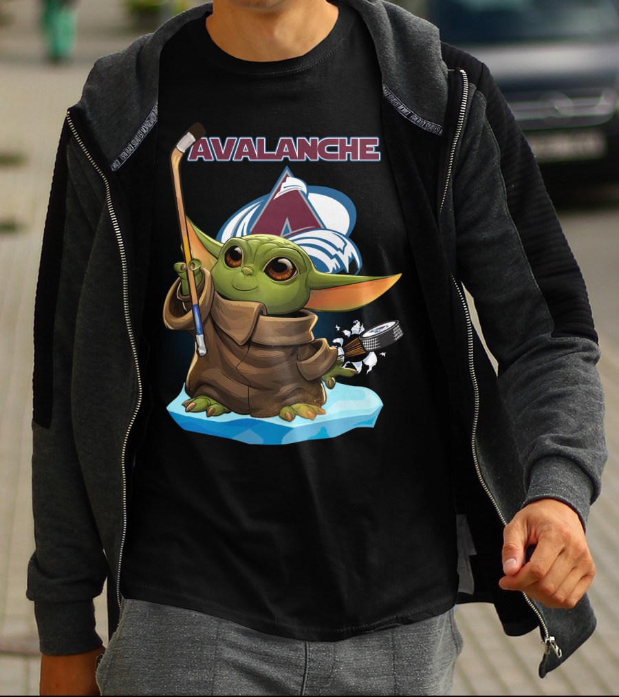 Baby Yoda Colorado Avalanche Hockey Jedi T-Shirt