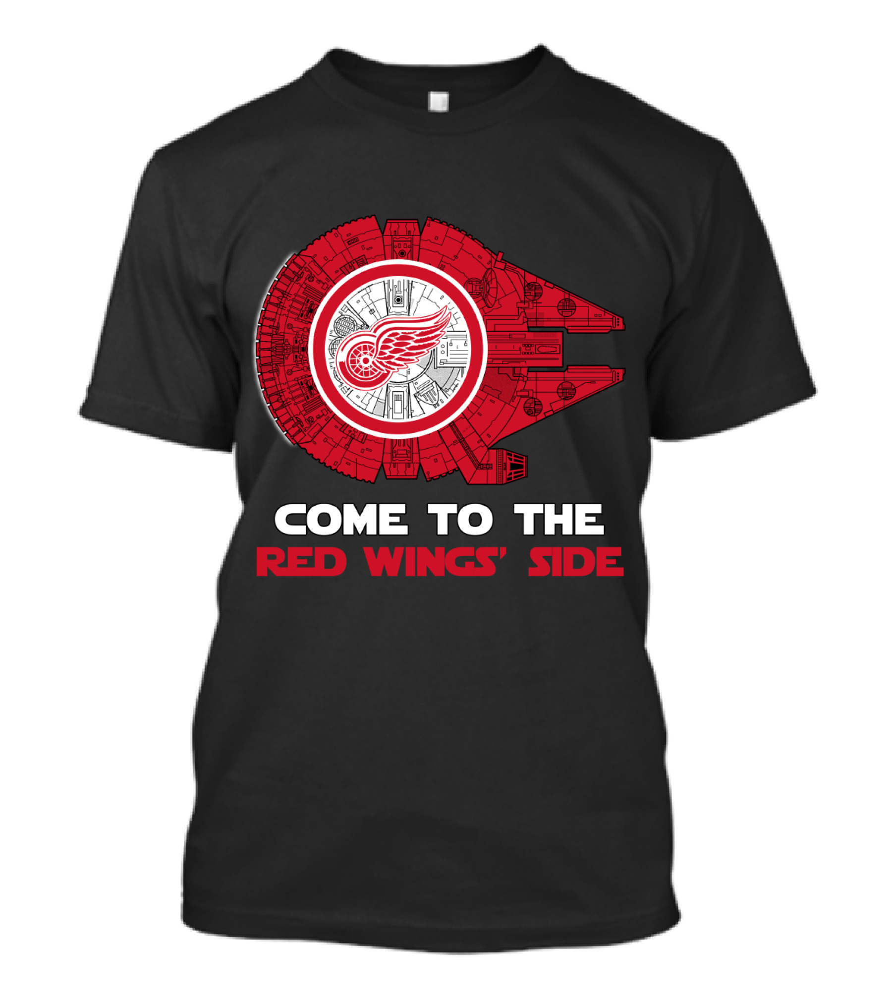 Come To The Red Wings' Side Detroit Red Wings Millennium Falcon T-Shirt
