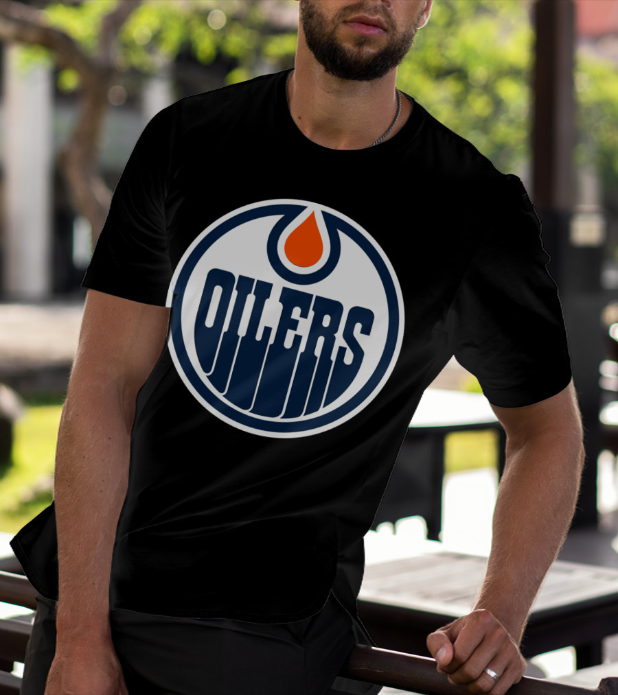 Edmonton Oilers Nhl Team Logo With Classic Oil Drop Symbol T-Shirt