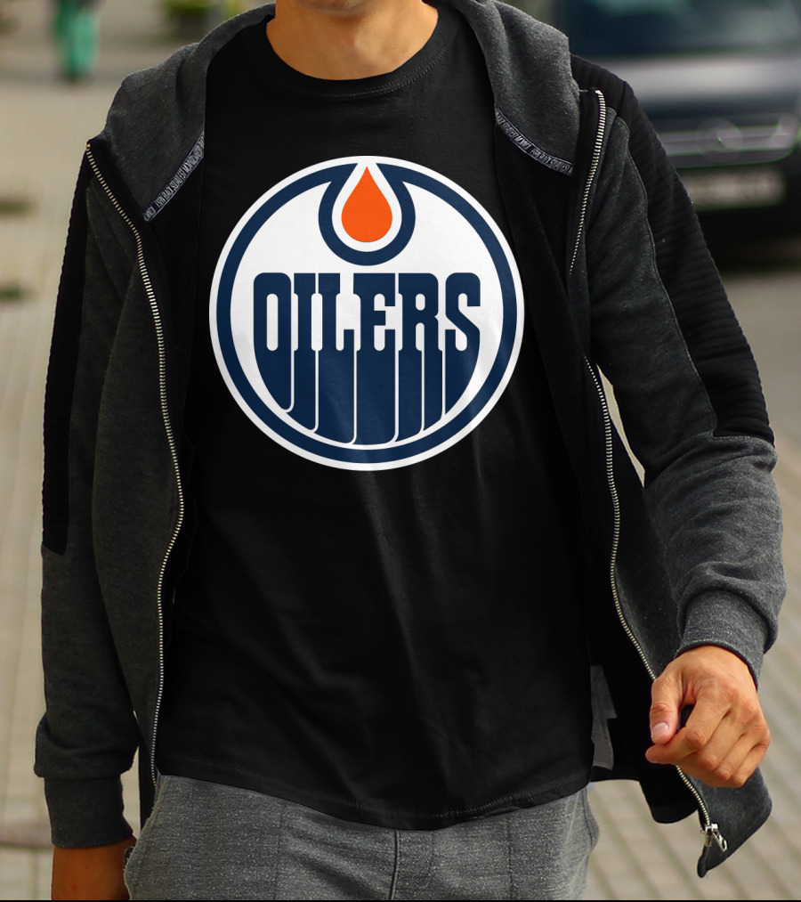 Edmonton Oilers Nhl Team Logo With Classic Oil Drop Symbol T-Shirt