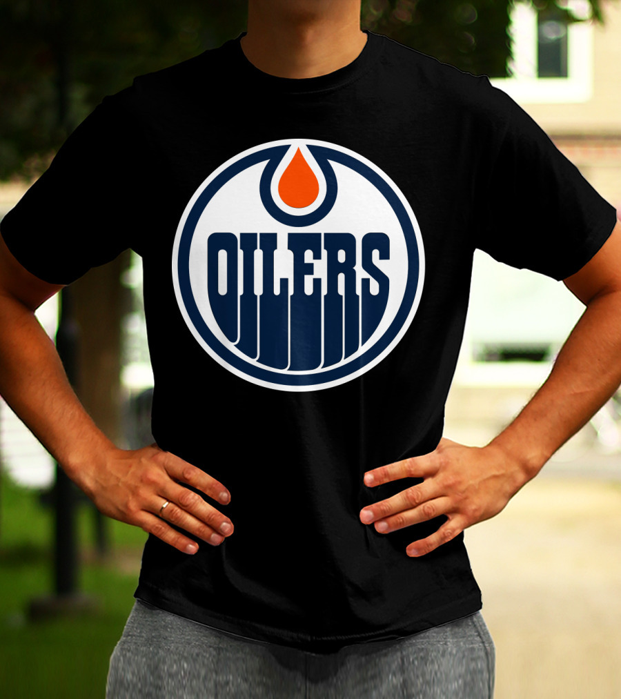 Edmonton Oilers Nhl Team Logo With Classic Oil Drop Symbol T-Shirt