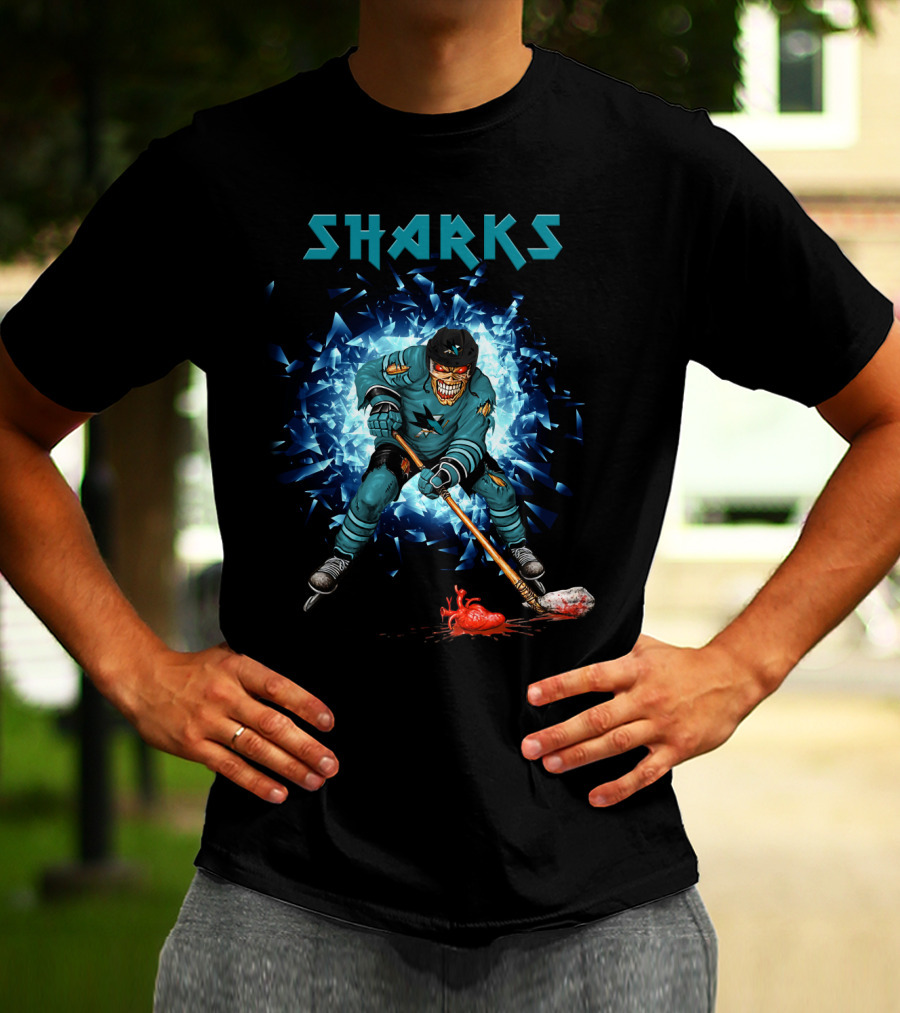 San Jose Sharks Hockey Player With Fiery Impact T-Shirt