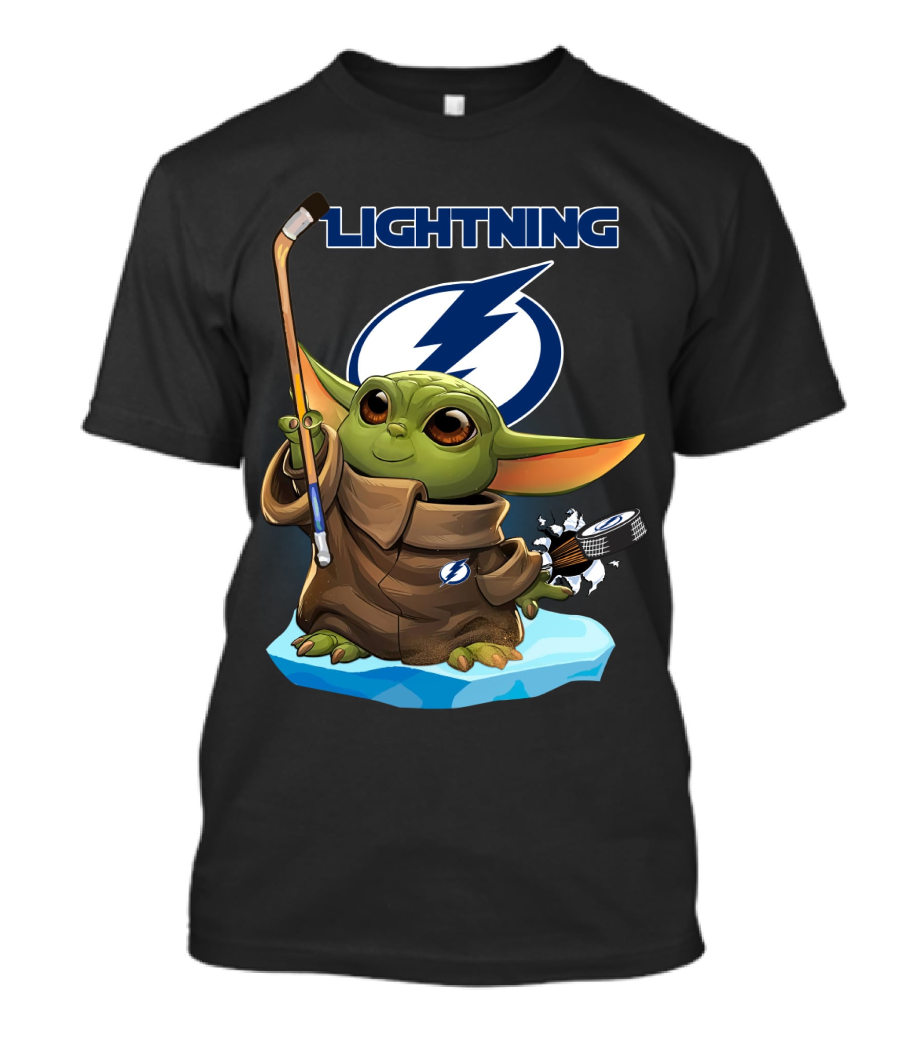 Baby Yoda Hockey Tampa Bay Lightning NHL Puck And Stick T-Shirt