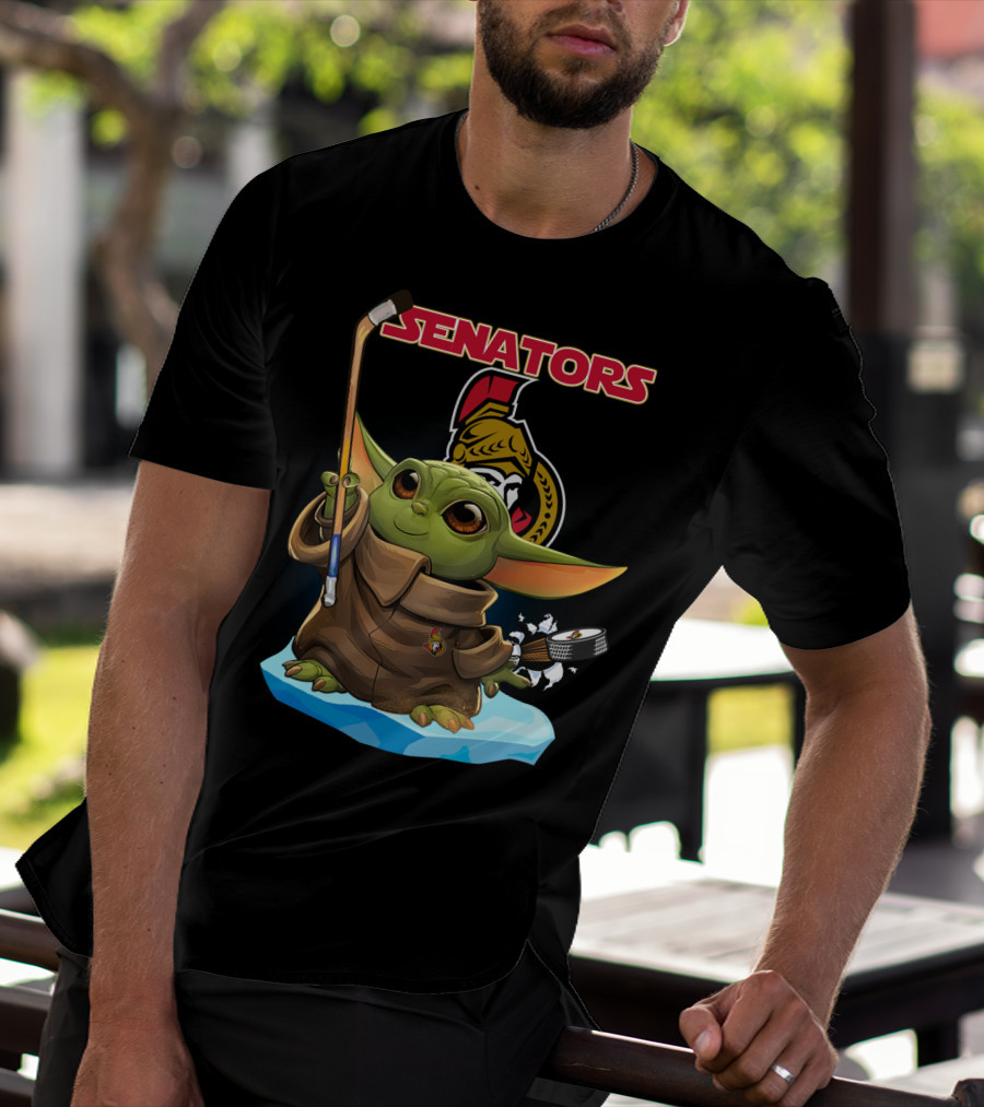 Baby Yoda Ottawa Senators Hockey Crossover T-Shirt