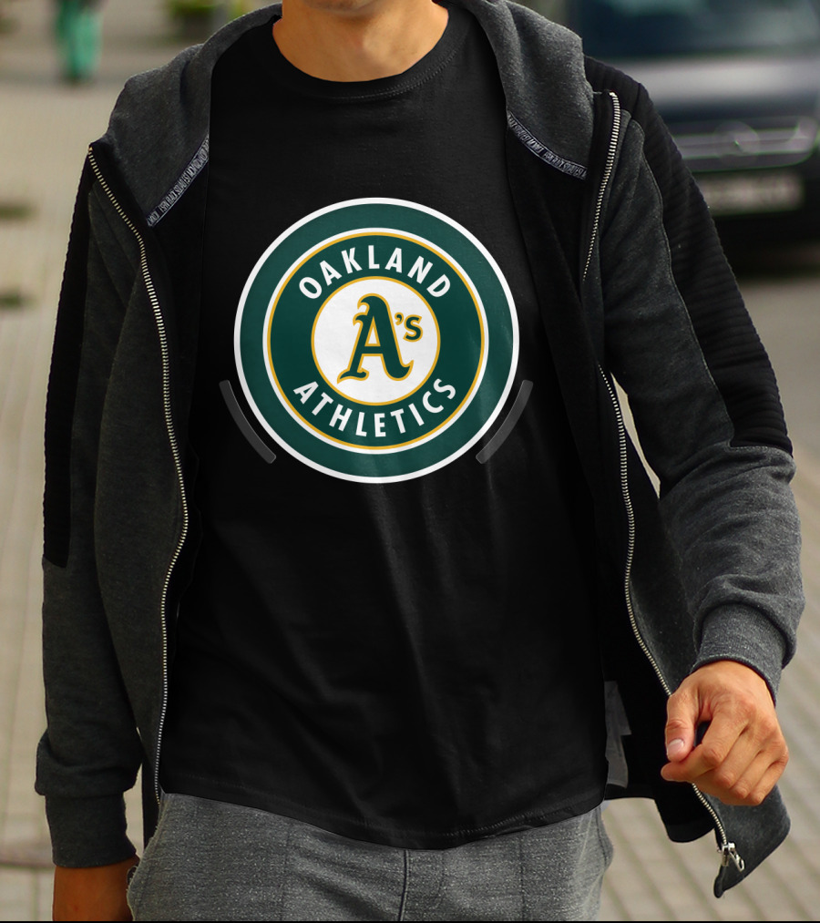 Oakland Athletics A's Logo Circle Green And Yellow T-Shirt
