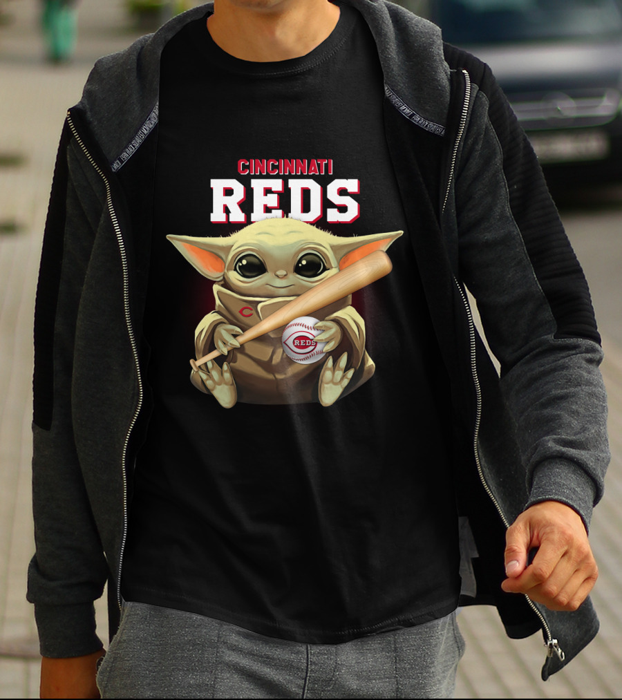Cincinnati Reds Baby Yoda Baseball Bat And Ball T-Shirt