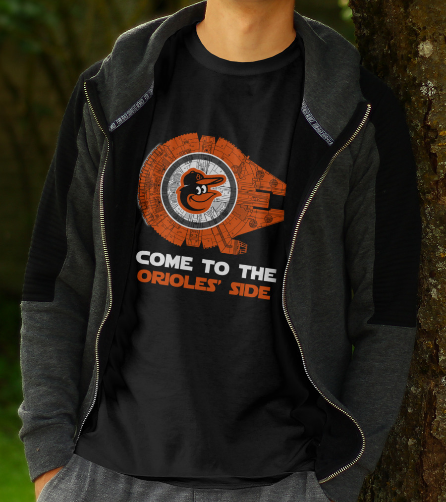 Come To The Orioles' Side Baltimore Orioles Millennium Falcon T-Shirt