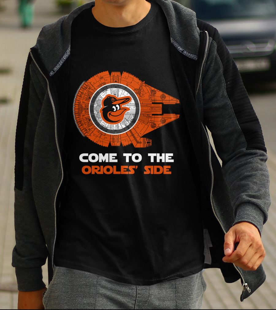 Come To The Orioles' Side Baltimore Orioles Millennium Falcon T-Shirt