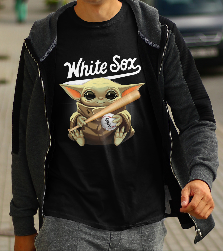 White Sox Baby Yoda Holding Baseball And Bat T-Shirt