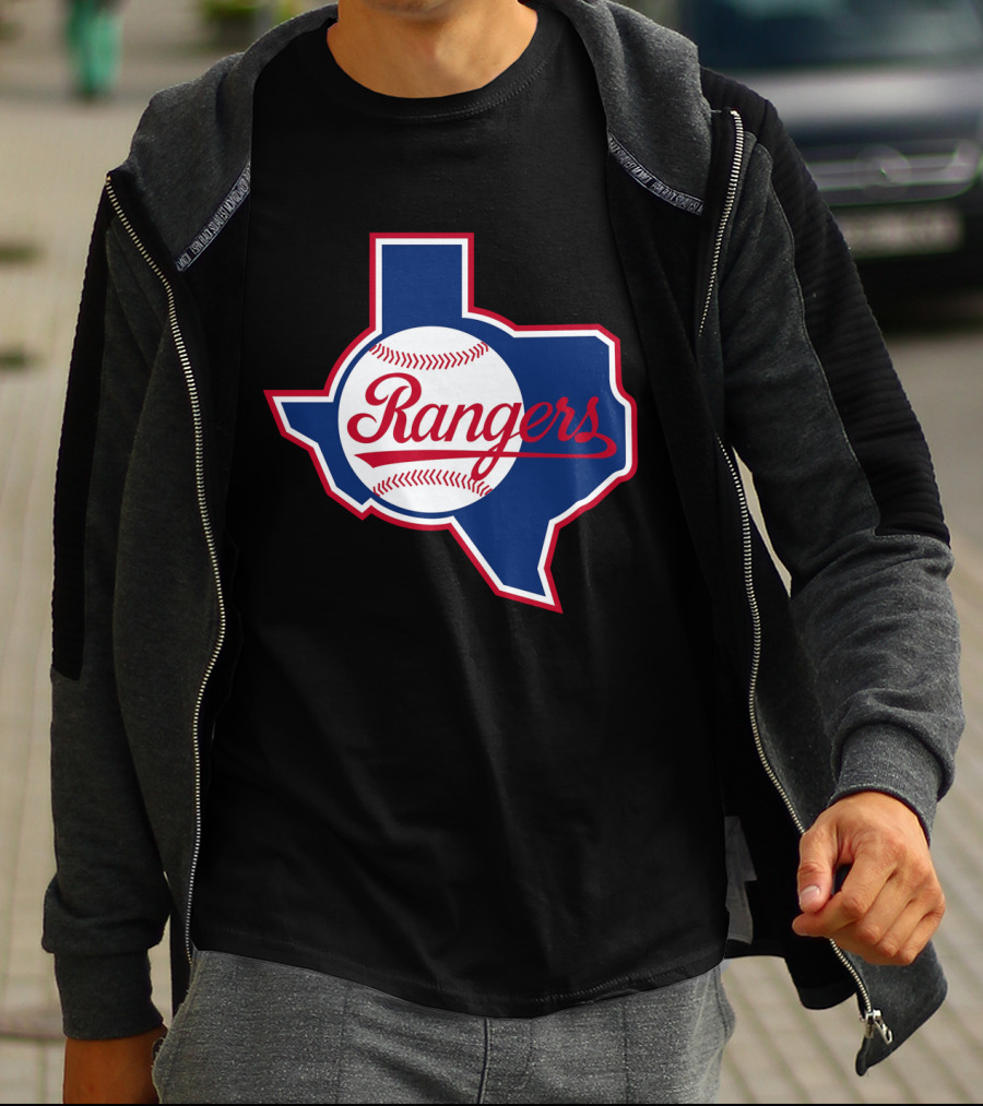 Texas Rangers Vintage Logo Texas Outline Baseball T-Shirt