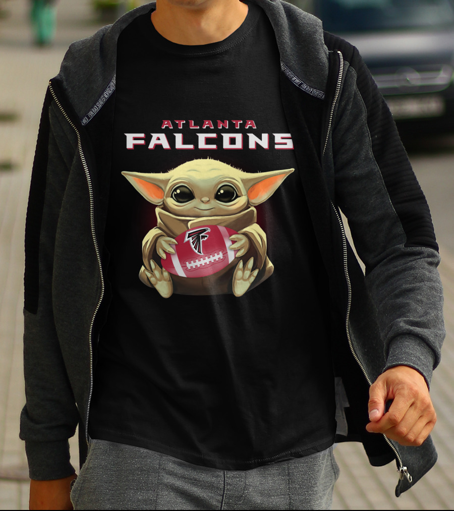 Atlanta Falcons Baby Yoda Holding Football Ball With Falcons T-Shirt