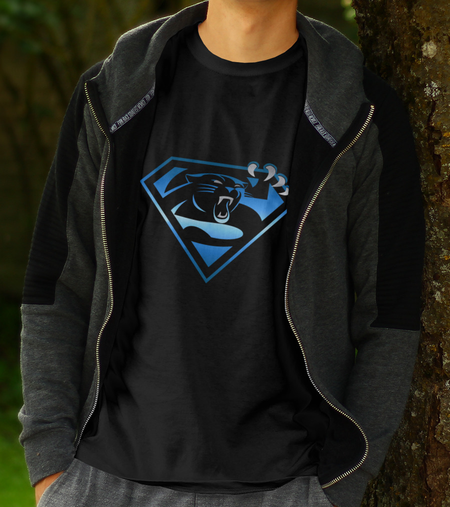 Carolina Panthers Superman Logo Combination T-Shirt