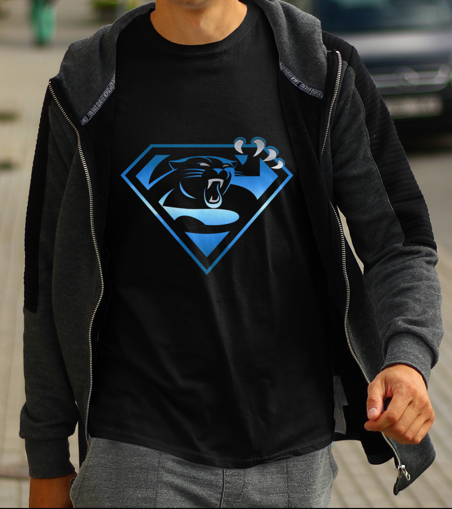 Carolina Panthers Superman Logo Combination T-Shirt