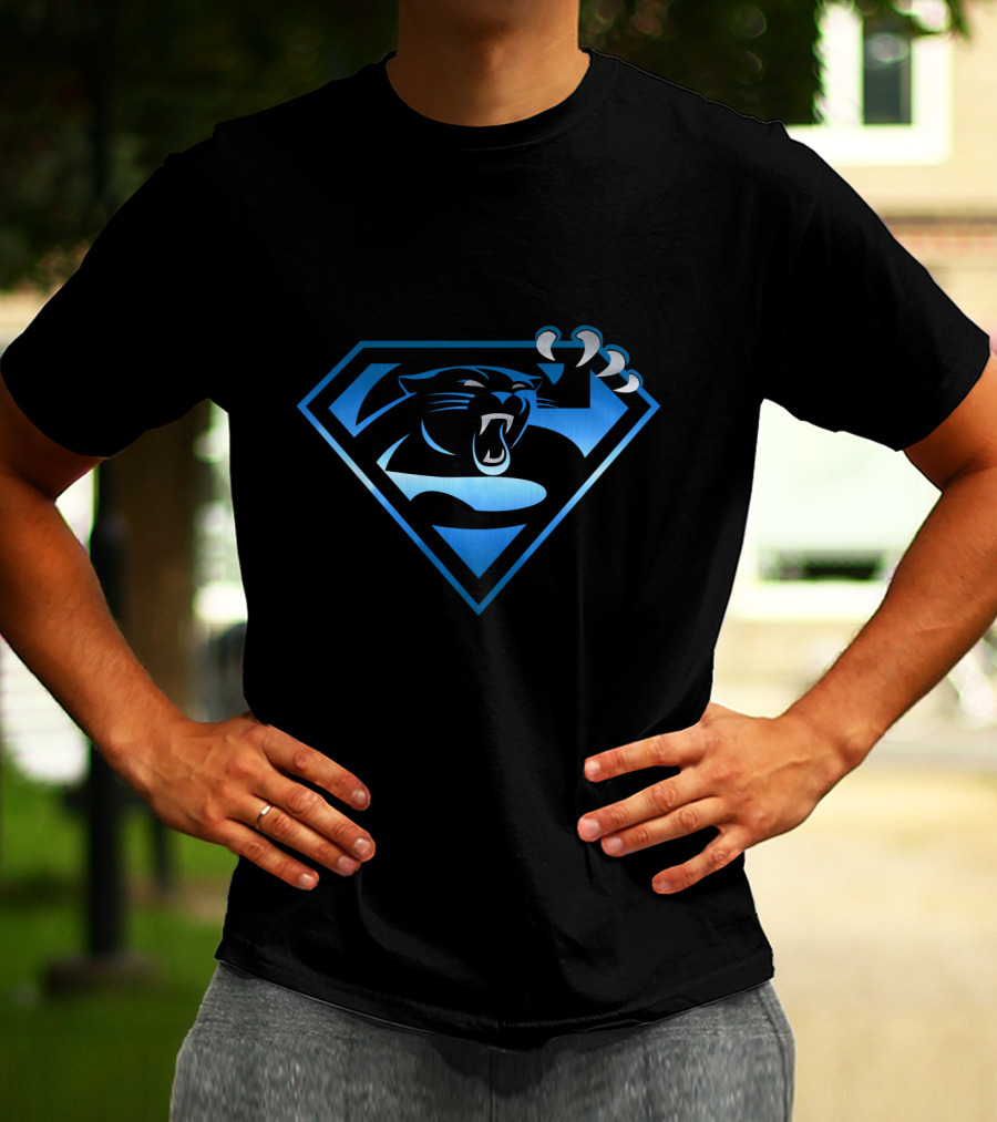Carolina Panthers Superman Logo Combination T-Shirt