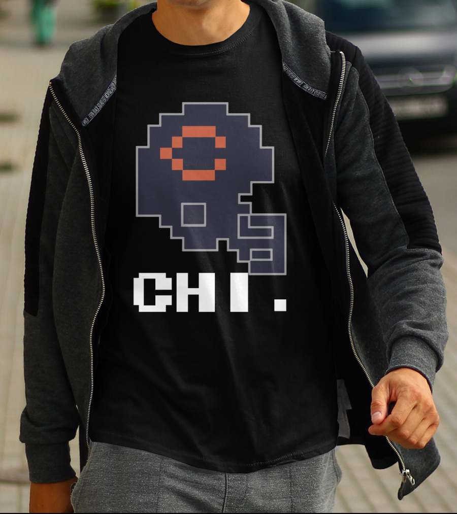 Chicago Bears Tecmo Bowl Retro Helmet Chi Pixel Art T-Shirt