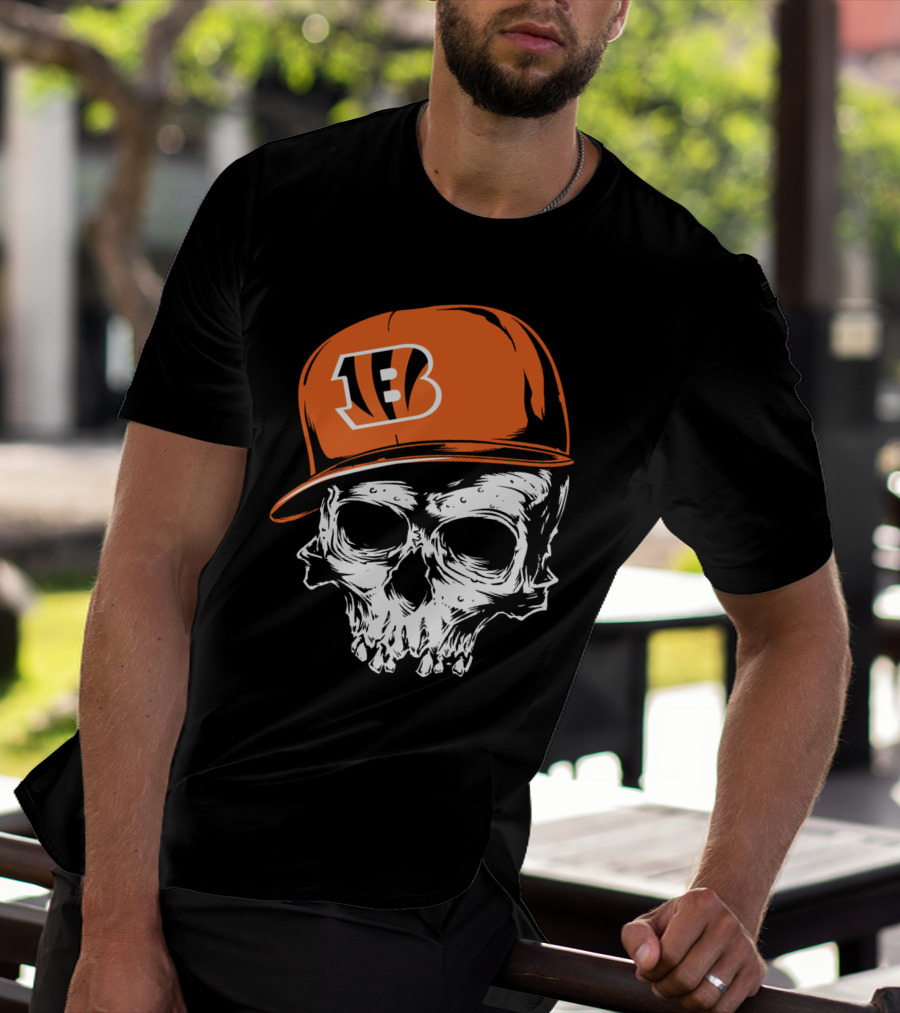 Cincinnati Bengals Skull Hat T-Shirt