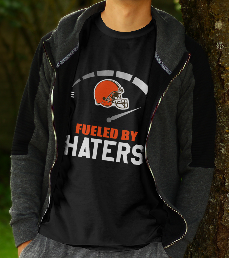 Cleveland Browns Helmet Fueled By Haters Football Fanatics T-Shirt