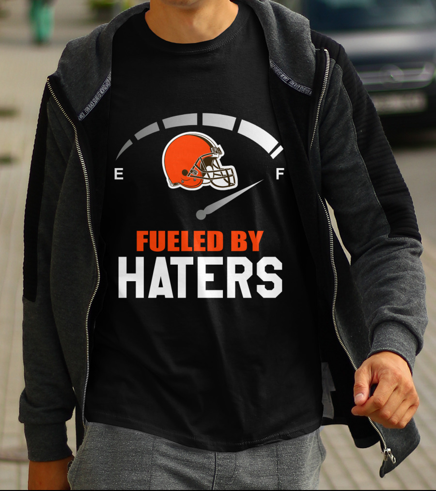 Cleveland Browns Helmet Fueled By Haters Football Fanatics T-Shirt