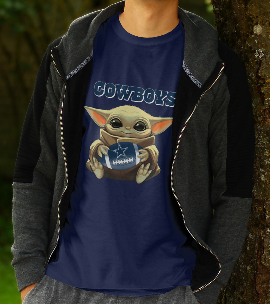 Cowboys Baby Yoda Holding Dallas Cowboys Football T-Shirt