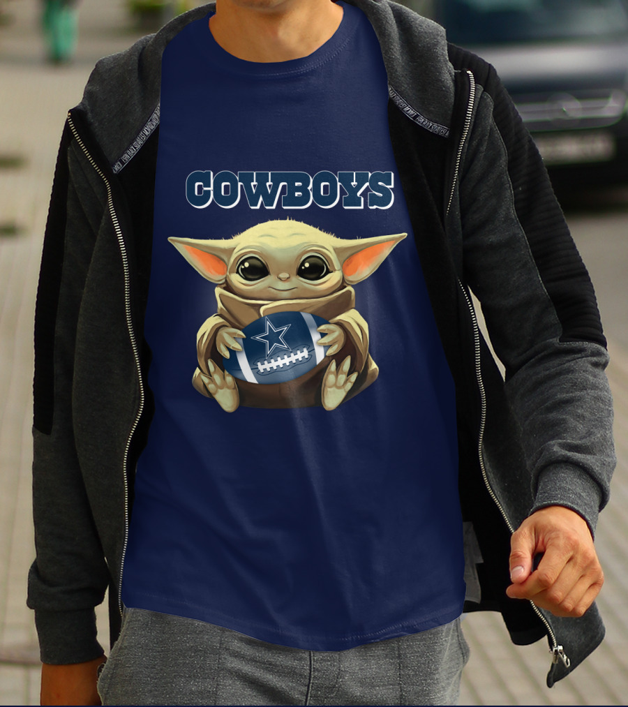 Cowboys Baby Yoda Holding Dallas Cowboys Football T-Shirt