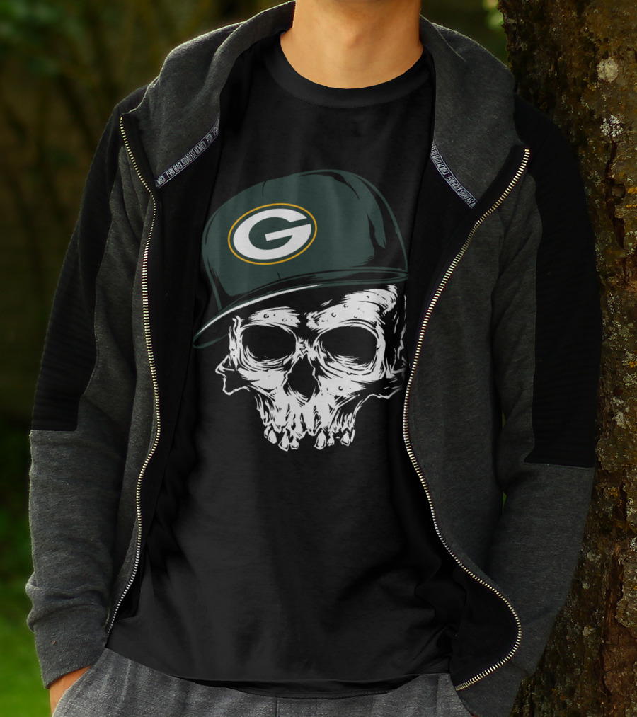 Green Bay Packers Skull Cap T-Shirt