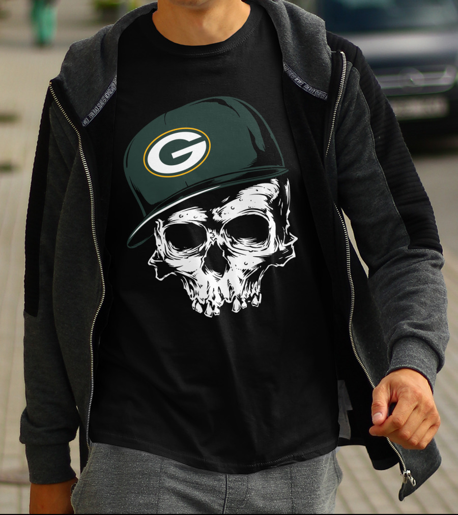 Green Bay Packers Skull Cap T-Shirt