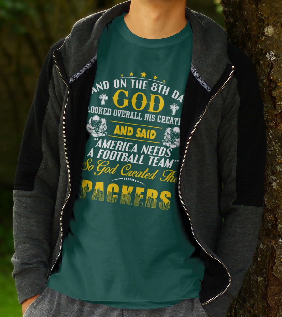 God Created The Packers Football Team Sacred Creation Theme T-Shirt