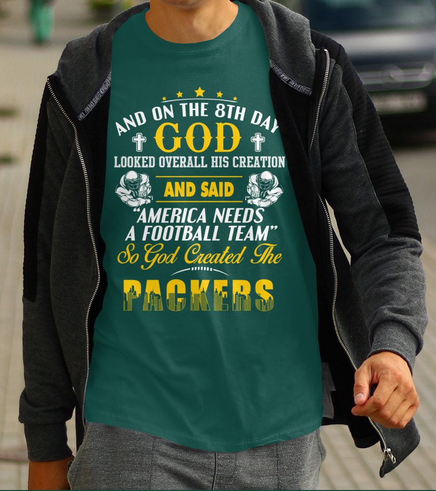 God Created The Packers Football Team Sacred Creation Theme T-Shirt