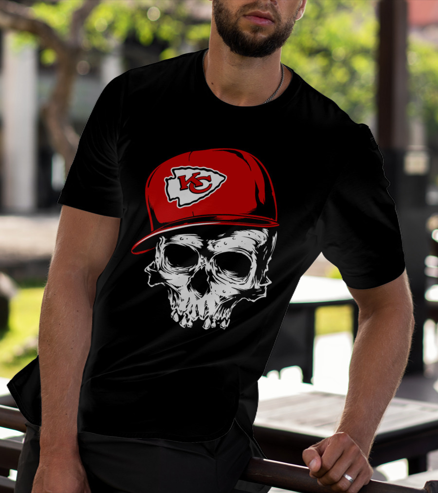 Kansas City Chiefs Skull With Red Cap T-Shirt