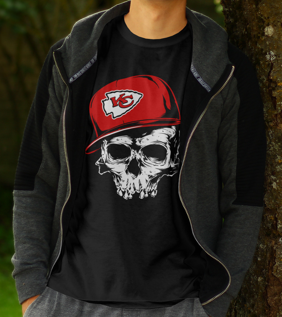 Kansas City Chiefs Skull With Red Cap T-Shirt