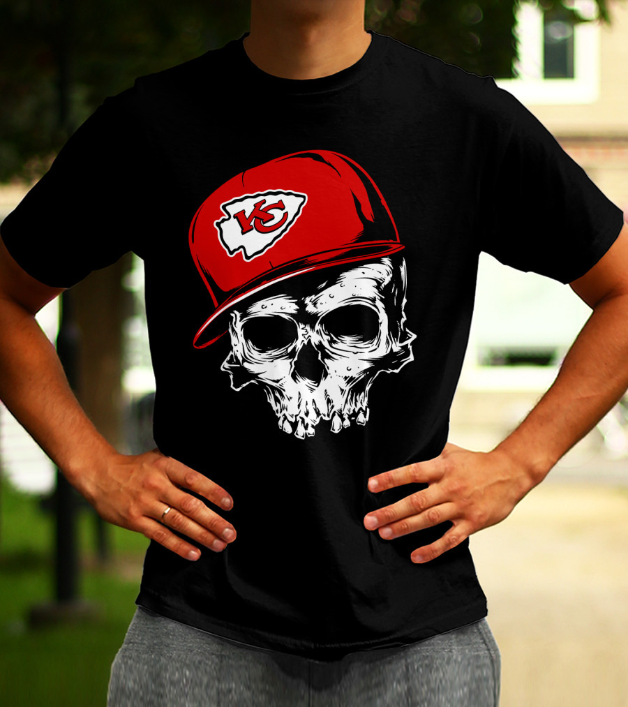 Kansas City Chiefs Skull With Red Cap T-Shirt