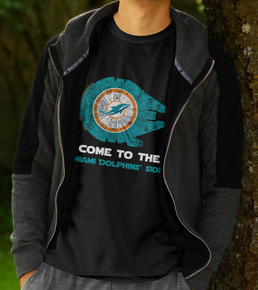 Miami Dolphins Come To The Dolphins' Side Millennium Falcon T-Shirt