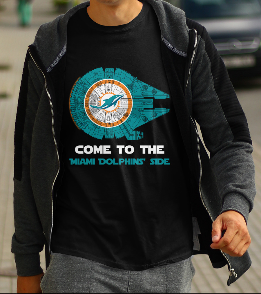 Miami Dolphins Come To The Dolphins' Side Millennium Falcon T-Shirt
