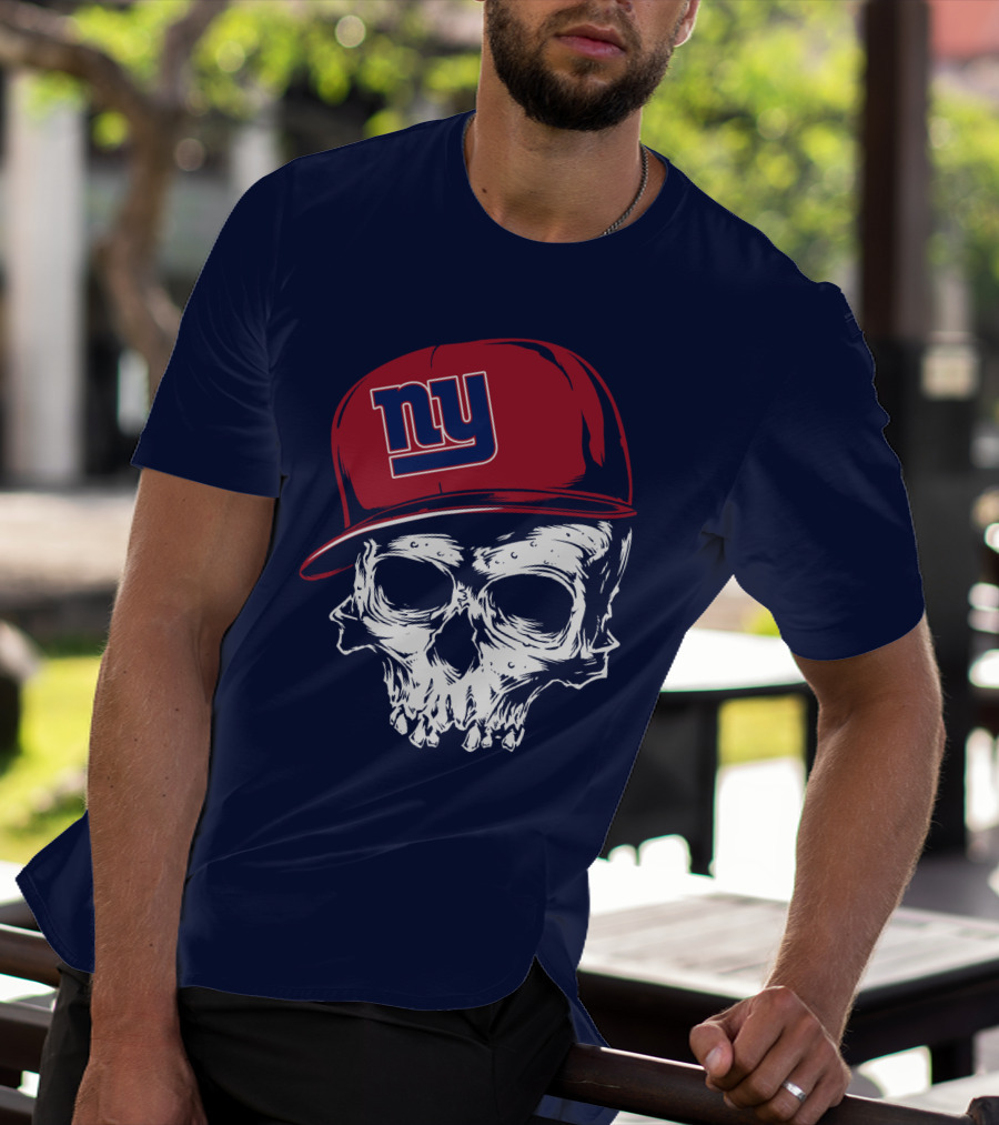 New York Giants Ny Skull Cap Red T-Shirt