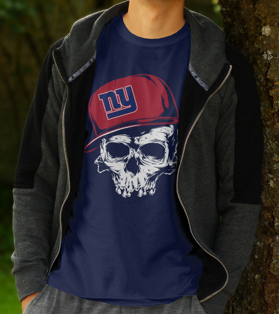 New York Giants Ny Skull Cap Red T-Shirt