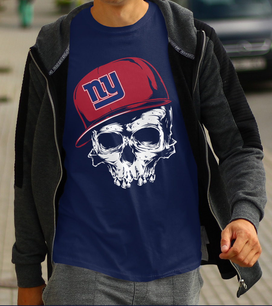 New York Giants Ny Skull Cap Red T-Shirt