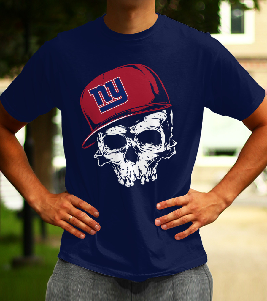 New York Giants Ny Skull Cap Red T-Shirt