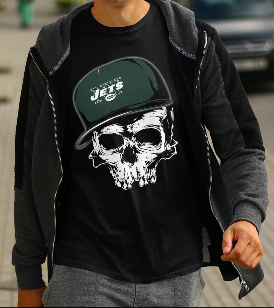 New York Jets Skull With Cap T-Shirt