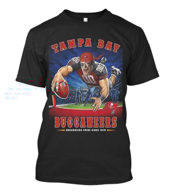 Tampa Bay Buccaneers Pride Since 1976 End Zone Football Action T-Shirt