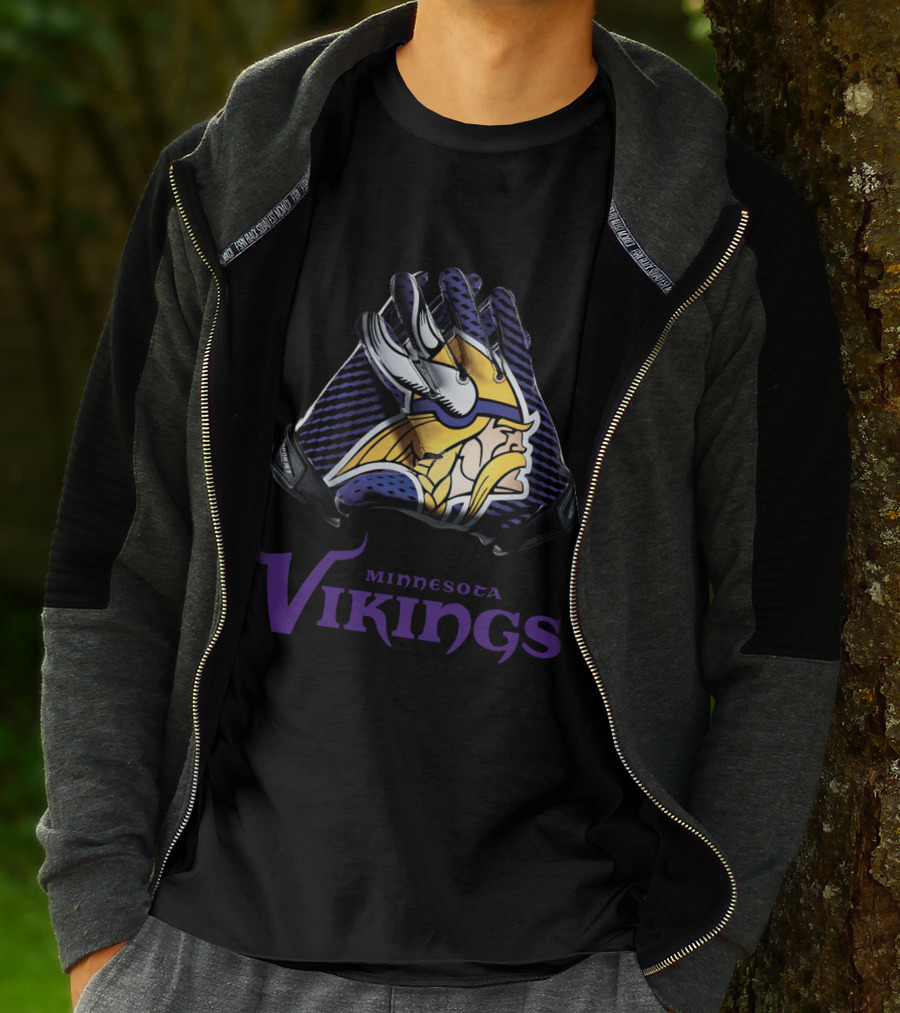 Minnesota Vikings Nfl Gloves Iconic Team T-Shirt
